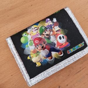 Super Mario Bros Nintendo Kids Wallet - Black and Silver